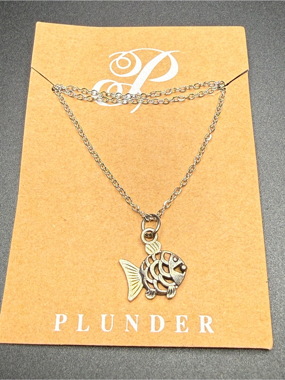 Plunder Silver Fish Charm Necklace